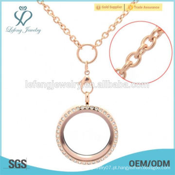 Barato novo aço inoxidável rosa ouro flutuante locket meninas design da cadeia